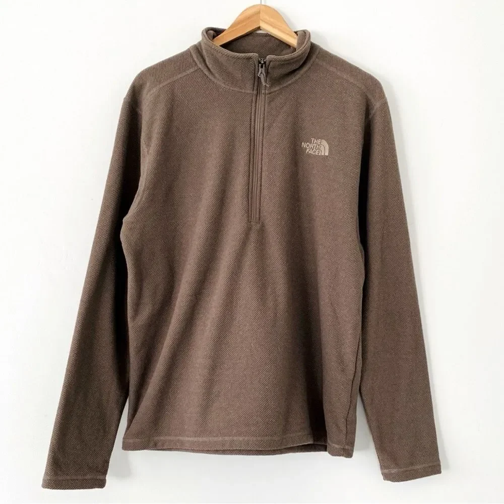 The North Face Brown 1/4 Zip Soft Fleece Sweater sz Large Hiking Camping Outdoor